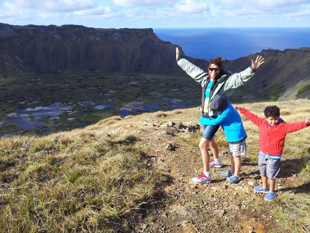 Cratera do vulcão Rano Kau, na Ilha de Páscoa