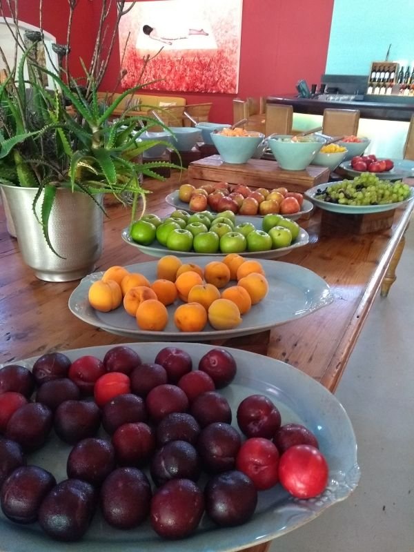 Café da manhã no hotel da Vinícola Spier - Stellenbosch - África do Sul