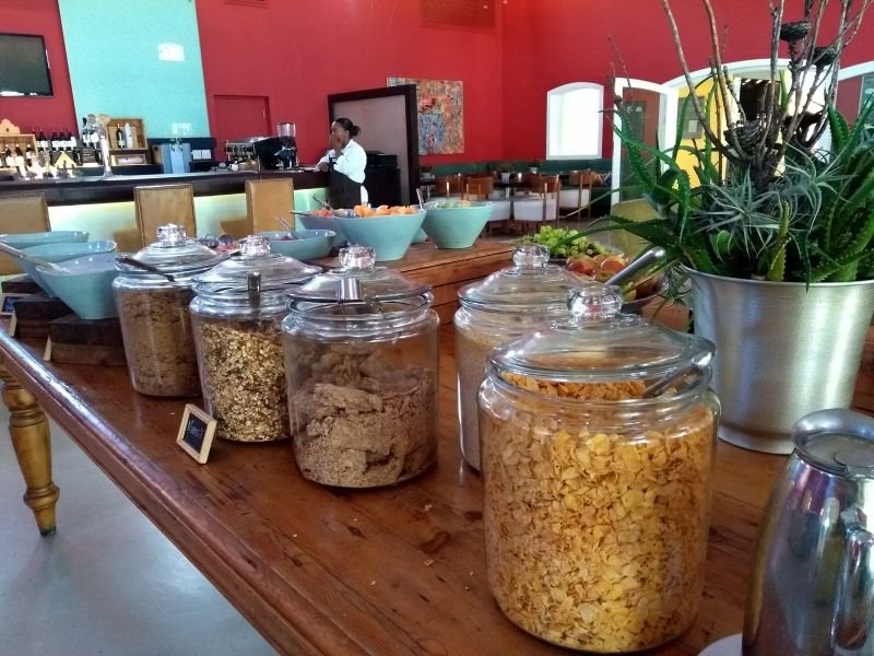 Café da manhã no hotel da Vinícola Spier - Stellenbosch - África do Sul
